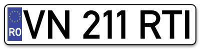 Placuta inmatriculare numar auto  VN-211-RTI, VN 211 RTI, VN211RTI