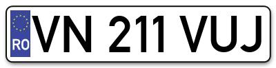 Placuta inmatriculare numar auto  VN-211-VUJ, VN 211 VUJ, VN211VUJ