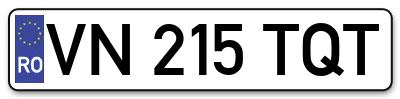 Placuta inmatriculare numar auto  VN-215-TQT, VN 215 TQT, VN215TQT