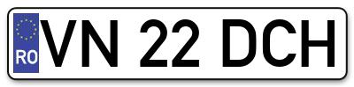 Placuta inmatriculare numar auto  VN-22-DCH, VN 22 DCH, VN22DCH