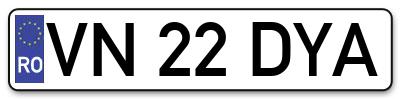 Placuta inmatriculare numar auto  VN-22-DYA, VN 22 DYA, VN22DYA