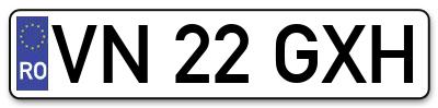 Placuta inmatriculare numar auto  VN-22-GXH, VN 22 GXH, VN22GXH