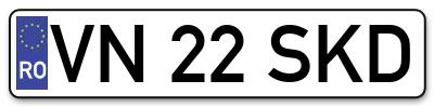 Placuta inmatriculare numar auto  VN-22-SKD, VN 22 SKD, VN22SKD