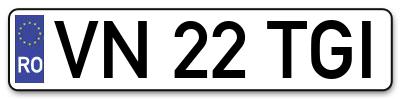 Placuta inmatriculare numar auto  VN-22-TGI, VN 22 TGI, VN22TGI