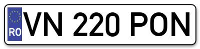 Placuta inmatriculare numar auto  VN-220-PON, VN 220 PON, VN220PON