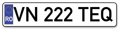 Placuta inmatriculare numar auto  VN-222-TEQ, VN 222 TEQ, VN222TEQ