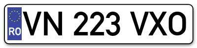Placuta inmatriculare numar auto  VN-223-VXO, VN 223 VXO, VN223VXO