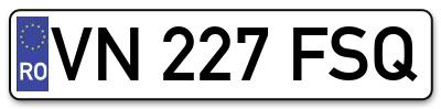 Placuta inmatriculare numar auto  VN-227-FSQ, VN 227 FSQ, VN227FSQ