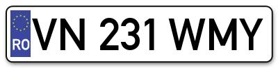 Placuta inmatriculare numar auto  VN-231-WMY, VN 231 WMY, VN231WMY