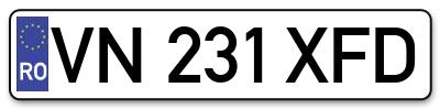 Placuta inmatriculare numar auto  VN-231-XFD, VN 231 XFD, VN231XFD