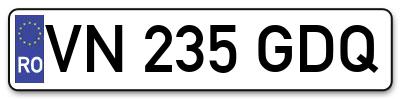 Placuta inmatriculare numar auto  VN-235-GDQ, VN 235 GDQ, VN235GDQ