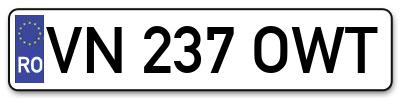 Placuta inmatriculare numar auto  VN-237-OWT, VN 237 OWT, VN237OWT