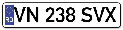 Placuta inmatriculare numar auto  VN-238-SVX, VN 238 SVX, VN238SVX