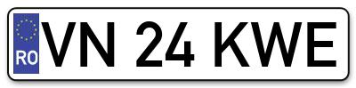 Placuta inmatriculare numar auto  VN-24-KWE, VN 24 KWE, VN24KWE
