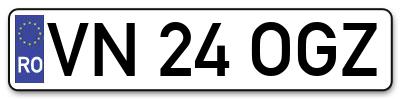 Placuta inmatriculare numar auto  VN-24-OGZ, VN 24 OGZ, VN24OGZ
