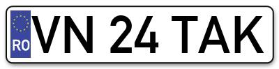 Placuta inmatriculare numar auto  VN-24-TAK, VN 24 TAK, VN24TAK