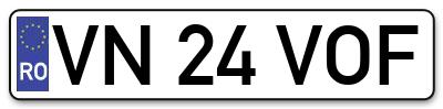 Placuta inmatriculare numar auto  VN-24-VOF, VN 24 VOF, VN24VOF