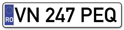 Placuta inmatriculare numar auto  VN-247-PEQ, VN 247 PEQ, VN247PEQ