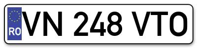 Placuta inmatriculare numar auto  VN-248-VTO, VN 248 VTO, VN248VTO