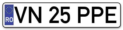 Placuta inmatriculare numar auto  VN-25-PPE, VN 25 PPE, VN25PPE