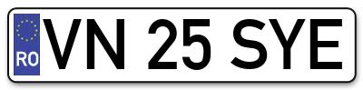 Placuta inmatriculare numar auto  VN-25-SYE, VN 25 SYE, VN25SYE