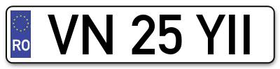 Placuta inmatriculare numar auto  VN-25-YII, VN 25 YII, VN25YII