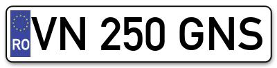 Placuta inmatriculare numar auto  VN-250-GNS, VN 250 GNS, VN250GNS
