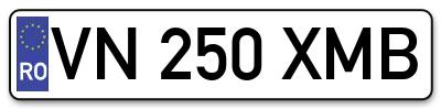 Placuta inmatriculare numar auto  VN-250-XMB, VN 250 XMB, VN250XMB