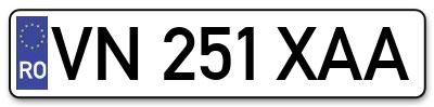 Placuta inmatriculare numar auto  VN-251-XAA, VN 251 XAA, VN251XAA