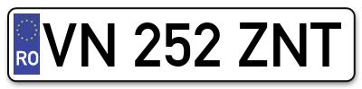 Placuta inmatriculare numar auto  VN-252-ZNT, VN 252 ZNT, VN252ZNT