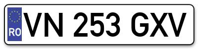 Placuta inmatriculare numar auto  VN-253-GXV, VN 253 GXV, VN253GXV
