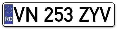 Placuta inmatriculare numar auto  VN-253-ZYV, VN 253 ZYV, VN253ZYV