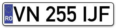 Placuta inmatriculare numar auto  VN-255-IJF, VN 255 IJF, VN255IJF