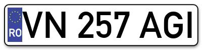 Placuta inmatriculare numar auto  VN-257-AGI, VN 257 AGI, VN257AGI
