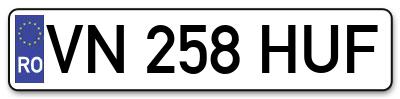 Placuta inmatriculare numar auto  VN-258-HUF, VN 258 HUF, VN258HUF