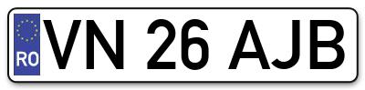 Placuta inmatriculare numar auto  VN-26-AJB, VN 26 AJB, VN26AJB