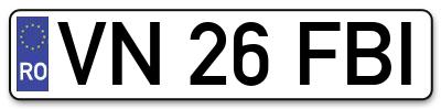 Placuta inmatriculare numar auto  VN-26-FBI, VN 26 FBI, VN26FBI