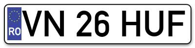 Placuta inmatriculare numar auto  VN-26-HUF, VN 26 HUF, VN26HUF