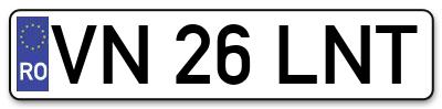 Placuta inmatriculare numar auto  VN-26-LNT, VN 26 LNT, VN26LNT