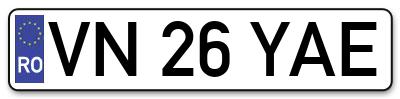 Placuta inmatriculare numar auto  VN-26-YAE, VN 26 YAE, VN26YAE