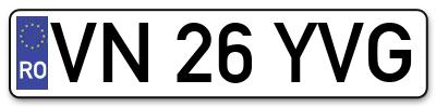 Placuta inmatriculare numar auto  VN-26-YVG, VN 26 YVG, VN26YVG