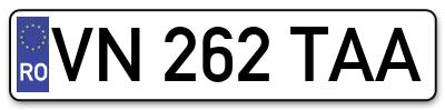 Placuta inmatriculare numar auto  VN-262-TAA, VN 262 TAA, VN262TAA