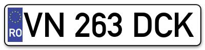 Placuta inmatriculare numar auto  VN-263-DCK, VN 263 DCK, VN263DCK