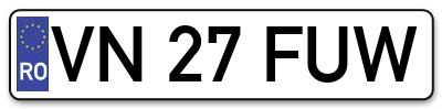 Placuta inmatriculare numar auto  VN-27-FUW, VN 27 FUW, VN27FUW