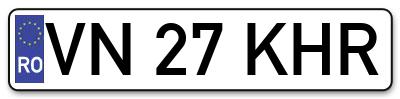 Placuta inmatriculare numar auto  VN-27-KHR, VN 27 KHR, VN27KHR