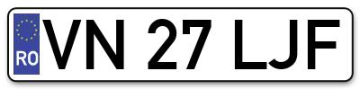 Placuta inmatriculare numar auto  VN-27-LJF, VN 27 LJF, VN27LJF