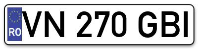 Placuta inmatriculare numar auto  VN-270-GBI, VN 270 GBI, VN270GBI
