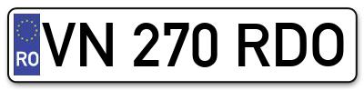 Placuta inmatriculare numar auto  VN-270-RDO, VN 270 RDO, VN270RDO