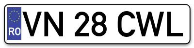 Placuta inmatriculare numar auto  VN-28-CWL, VN 28 CWL, VN28CWL