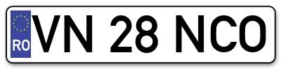Placuta inmatriculare numar auto  VN-28-NCO, VN 28 NCO, VN28NCO